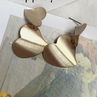 Brushed Metal Heart Earring Earrings - Gold - One Size