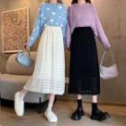 High-waist Lace A-line Midi Skirt