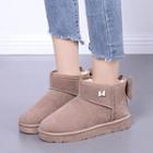 Faux Suede Bow-accent Snow Boots