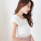Cap-sleeve Lace Top White - One Size