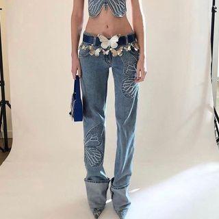 Butterfly Low Waist Loose Fit Jeans