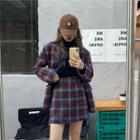 Plaid Blazer / Mini Fitted Skirt