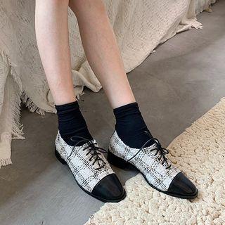 Low-heel Tweed Lace-up Shoes