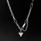 Heart Pendant Chain Necklace 1229 - Silver - One Size