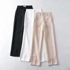 High-waist Straight-fit Slit Dress Pants