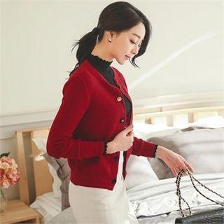 Round-neck Multi-button Cardigan