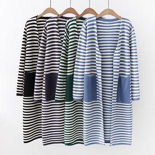Pinstriped Long Cardigan