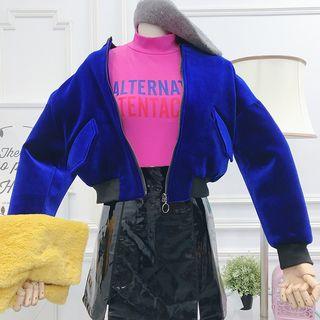 Cropped Velvet Zip Jacket