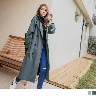Contrast Hooded Trench Jacket
