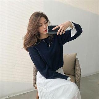 Contrast-cuff Wool Blend Sweater
