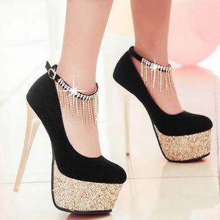 Faux Leather Stiletto Platform Pumps