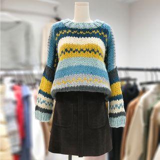 Striped Sweater / Mini Pencil Skirt / Set