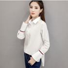 Contrast Stripe Bell-sleeve Shirt