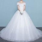 Off-shoulder Long Train Wedding Dress