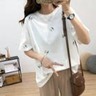 Short-sleeve Embroidered Sequined T-shirt