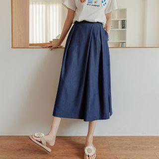 Slit-side Cropped Wrap Wide-leg Pants