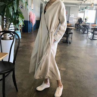 Plain Loose-fit V-neck Dress