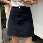 High-waist A-line Denim Miniskirt
