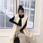 Plain Furry Vest / Plain Long-sleeve Slim-fit Top / High-waist Loose-fit Pants