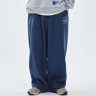 Letter Embroidered Straight-cut Sweatpants