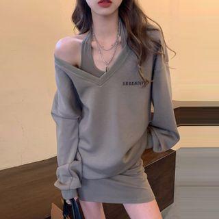 Lettering Sweatshirt / Halter Dress