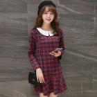 Collared Long Sleeve Plaid Dress