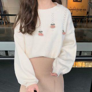 Cherry Puff-sleeve Sweater