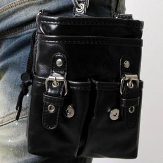 Faux-leather Mini Bag With Cross Strap Black - One Size