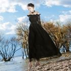 Off Shoulder Lace Long-sleeve Evening Gown