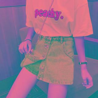 Button-up A-line Mini Denim Skorts