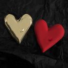 Heart Asymmetrical Alloy Earring 1 Pair - Red & Gold - One Size