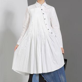 Asymmetrical Long-sleeve Shirtdress