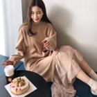 Chiffon-hem Brushed Fleece Lined Pullover Dress