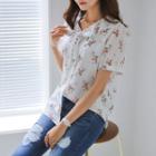 Capelet Floral Blouse With Tie