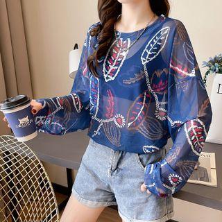 Long-sleeve Mesh Oversized Top
