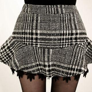 Inset Crocket-hem Shorts A-line Mini Skirt