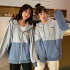 Long Sleeve Color-block Printed Hoodie