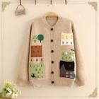 Color Block Cartoon Jacket Cardigan