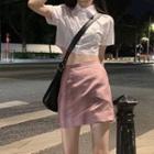Short-sleeve Crop Top / Mini Skirt
