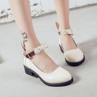 Ear Accent Ankle Strap Flats