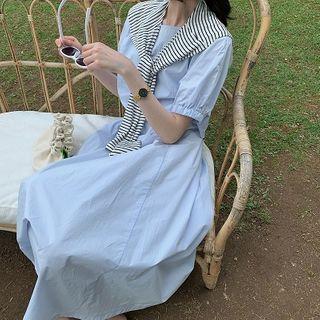 Short-sleeve Blouse / Midi A-line Dress