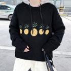 Long-sleeve Pineapple Embroidered Hooded Pullover