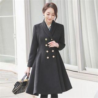 Shawl-collar Double-breasted A-line Coat