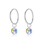 925 Sterling Silver Simple Fashion White Austrian Element Crystal Circle Earrings Silver - One Size