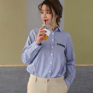 Lettering Check Long-sleeve Shirt