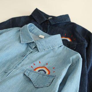 Rainbow Embroidered Denim Shirt
