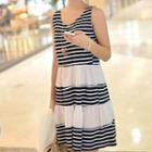 Striped Sleeveless A-line Dress