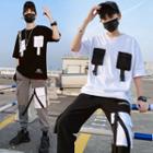 Set: Short-sleeve Pocketed T-shirt + Harem Pants