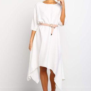 3/4-sleeve Asymmetric A-line Dress