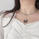 Butterfly Pendant Alloy Necklace 1 Pc - Necklace - Silver - One Size
